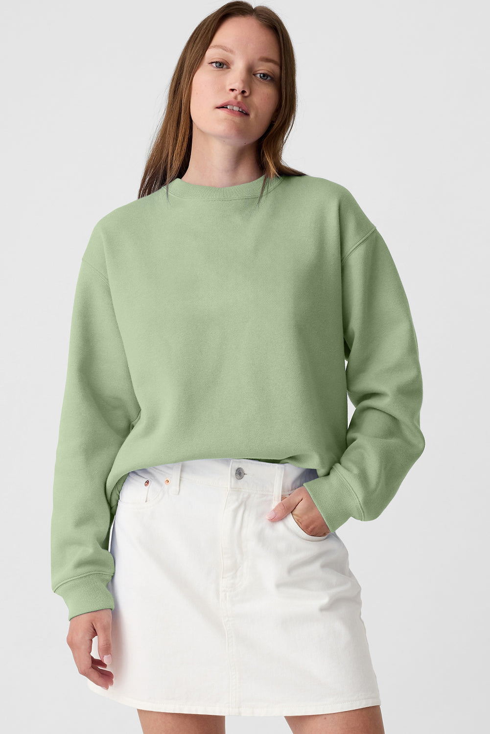 Women's Sweatshirt - Cotton Blend - Relaxed Fit - Crewneck Long Sleeve Casual Wear