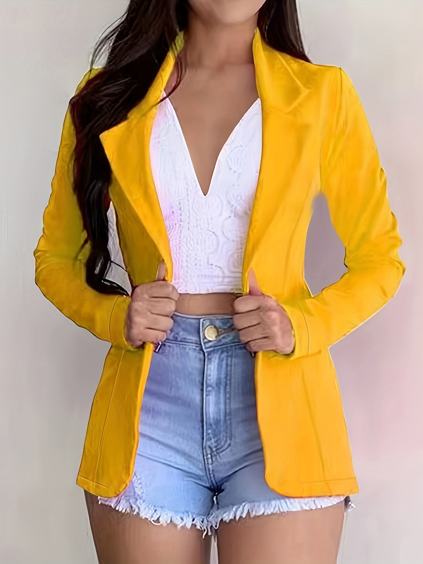 Women's slim fit lapel long sleeve blazer