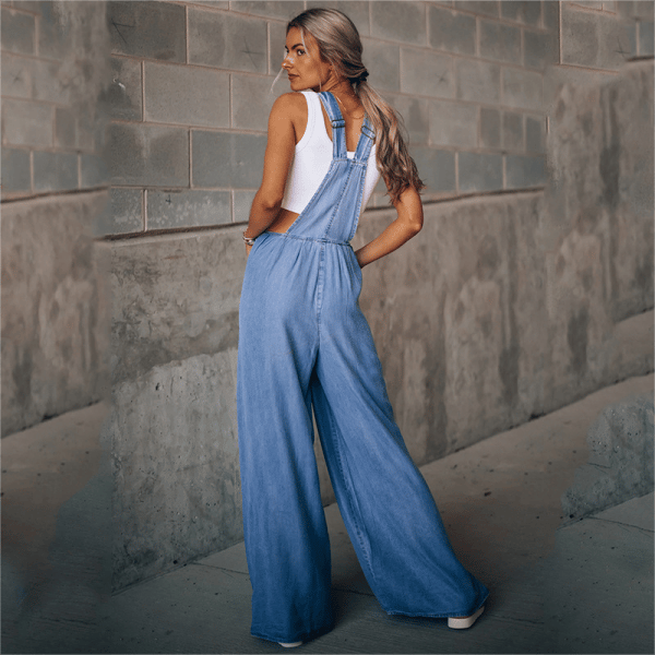 Relaxed Fit Wide Leg Denim Overalls