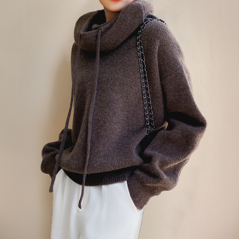 Women's thick warm high-neck hoodie sweater