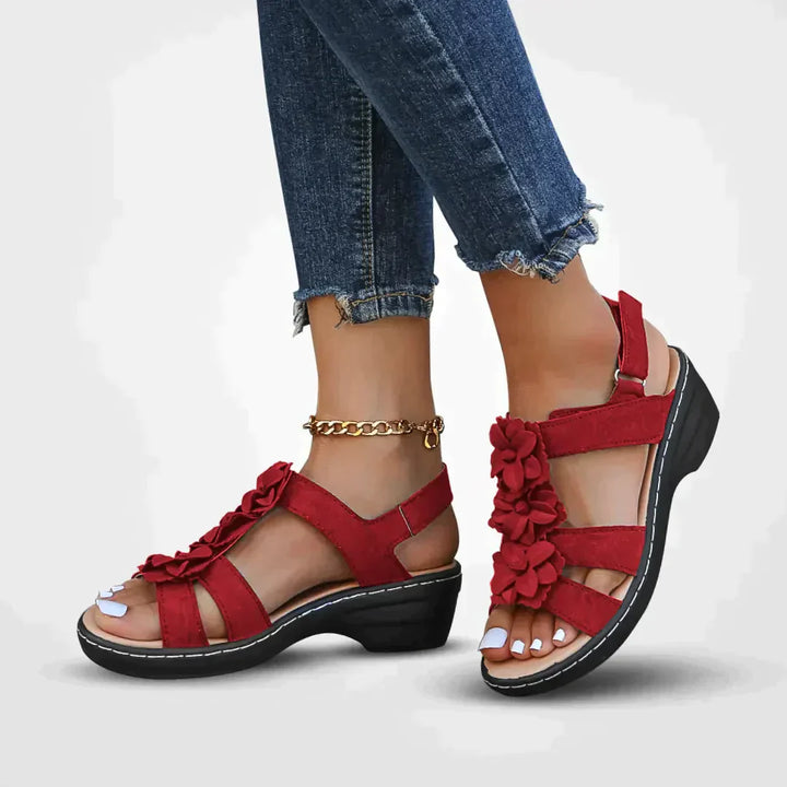 Floral Embellished Open Toe Platform Sandals