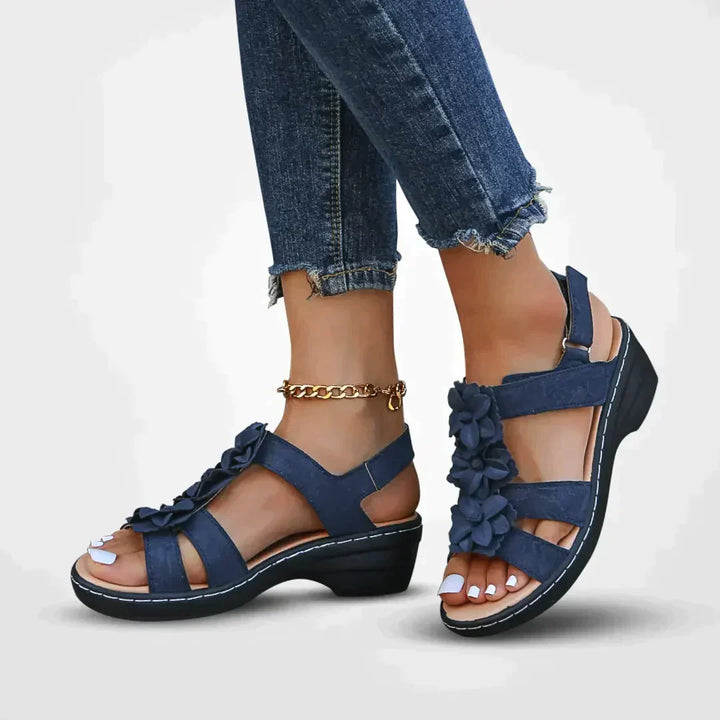 Floral Embellished Open Toe Platform Sandals