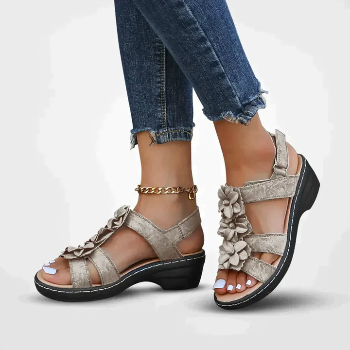 Floral Embellished Open Toe Platform Sandals