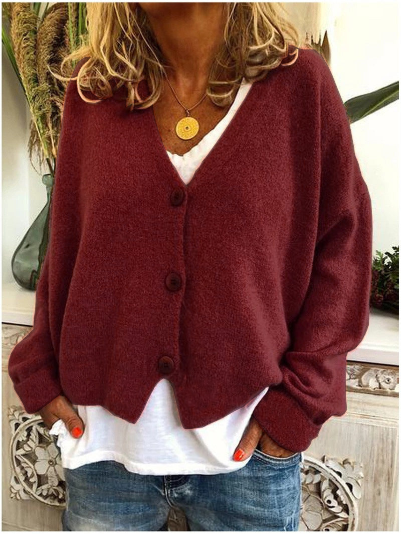 Women's Cardigan - Knit V-Neck - Button Down - Oversized Slouchy Fit - Long Sleeve