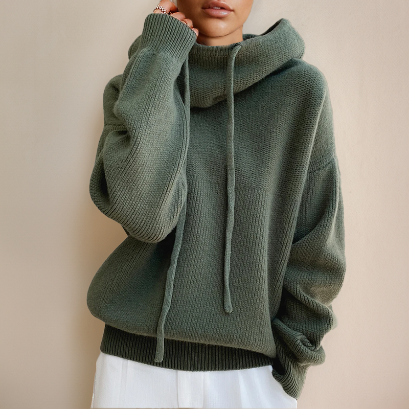 Women's thick warm high-neck hoodie sweater