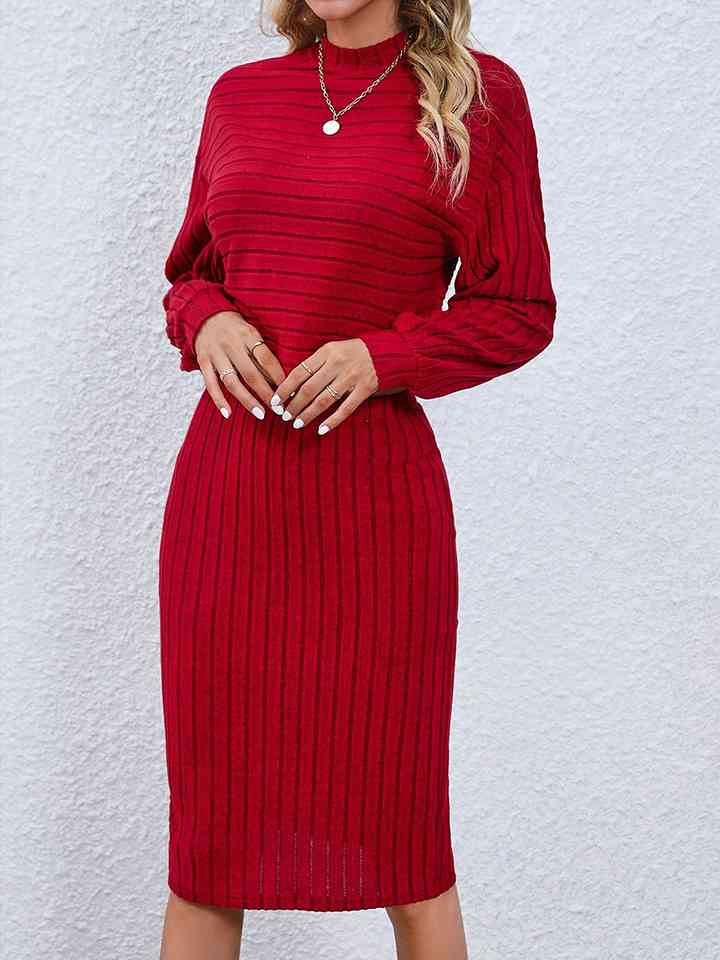 Natine - mock neck long sleeve top and pencil skirt set