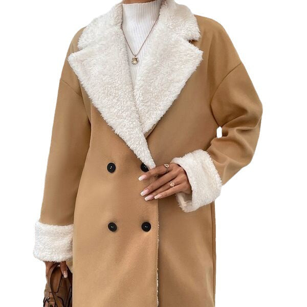 Women's winter casual coat with lapel collar