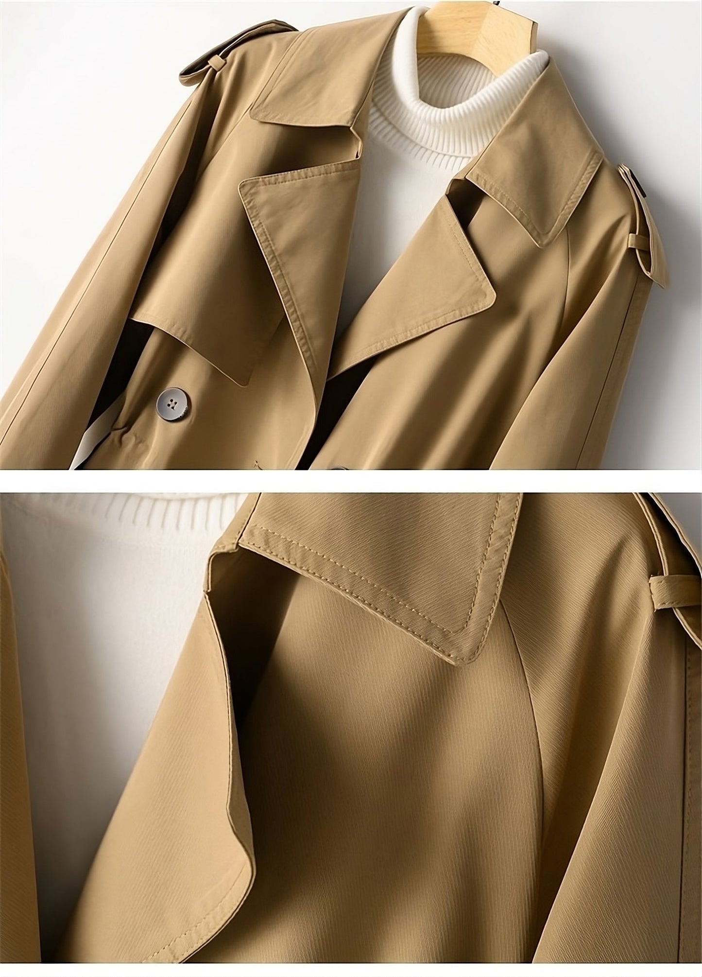 Women's mid-length lapel trench coat for spring autumn
