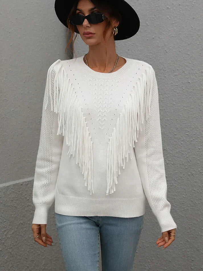 Women's sweater with fringes