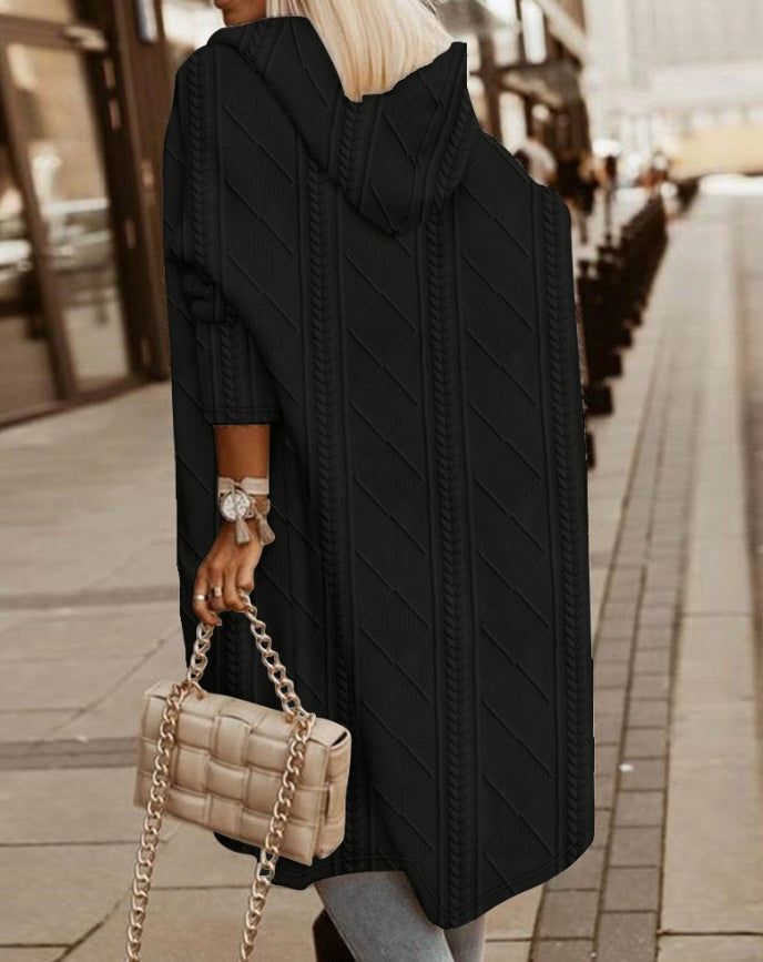 Women's hooded windbreaker cardigan