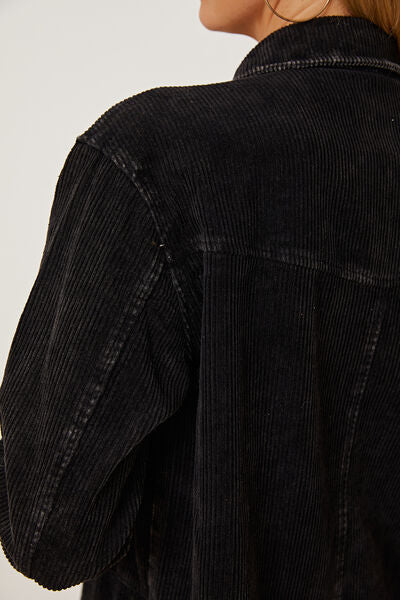 Vivienne - raw hem pocketed button up jacket
