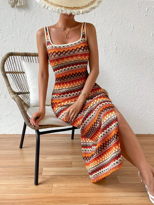 Fitted Stretch Knit Sleeveless Maxi Dress