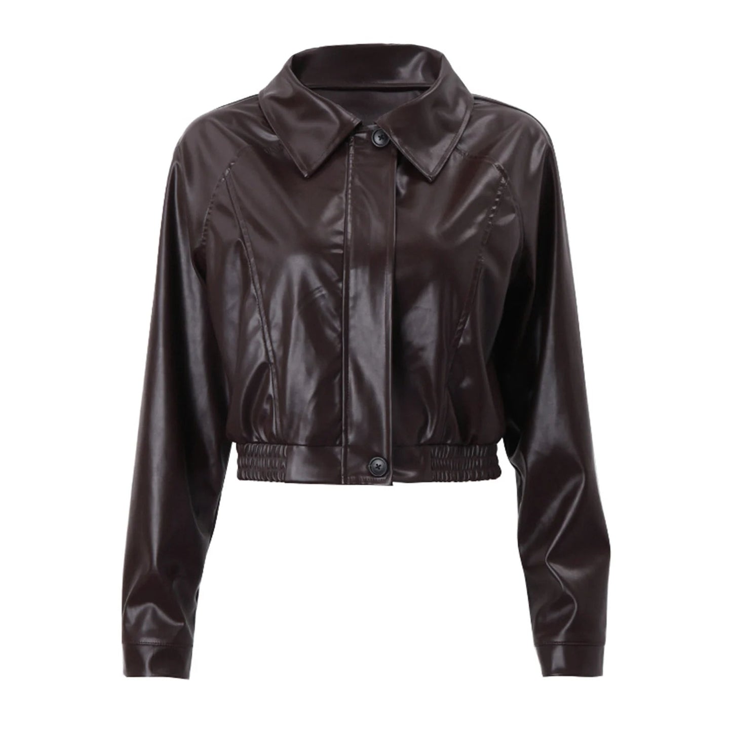 Women’s brown leather cropped jacket