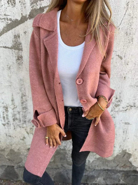 Button Closure Long Casual Coat