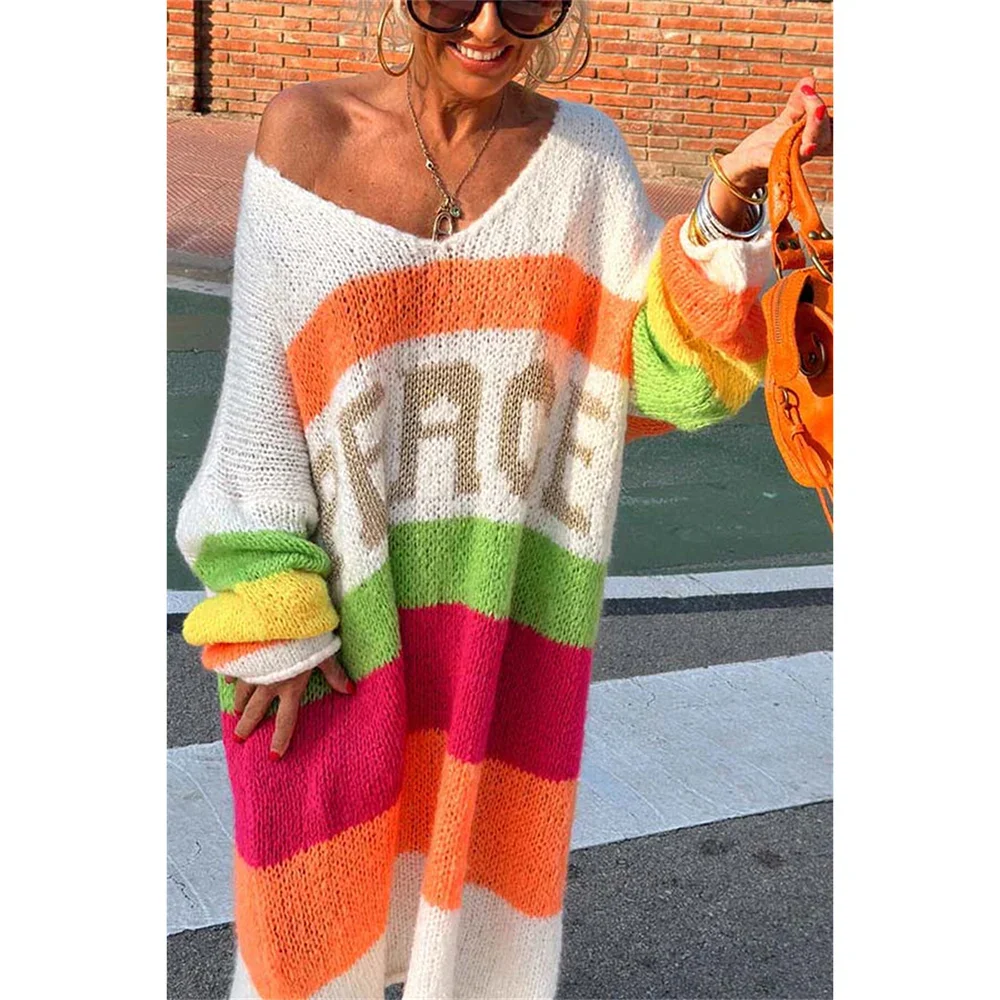 Women’s Oversized Sweater – Wool Knit – Off Shoulder – Longline Loose Fit Casual Wear