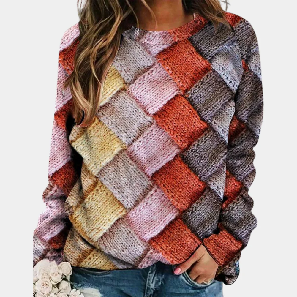 Women’s Sweater – Chunky Knit – Relaxed Fit – Crew Neck Long Sleeve Pullover