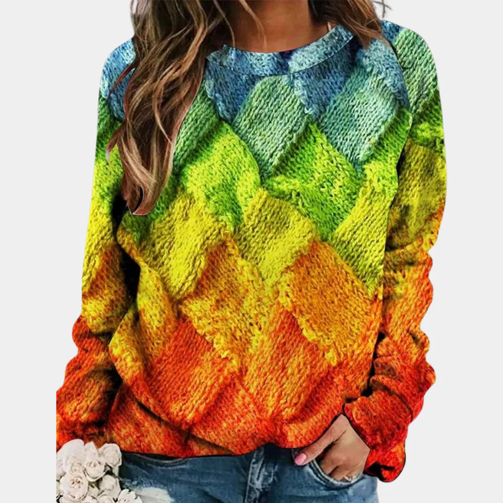 Women’s Sweater – Chunky Knit – Relaxed Fit – Crew Neck Long Sleeve Pullover