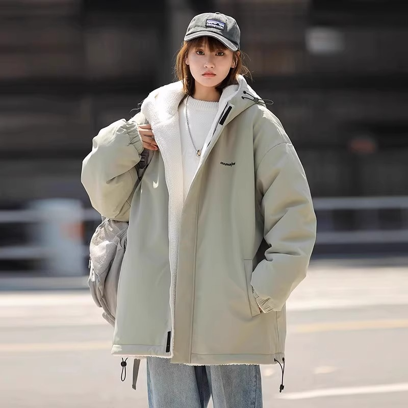 Women’s Hooded Jacket – Oversized Relaxed Fit – Reversible Plush Lined – Wind Resistant