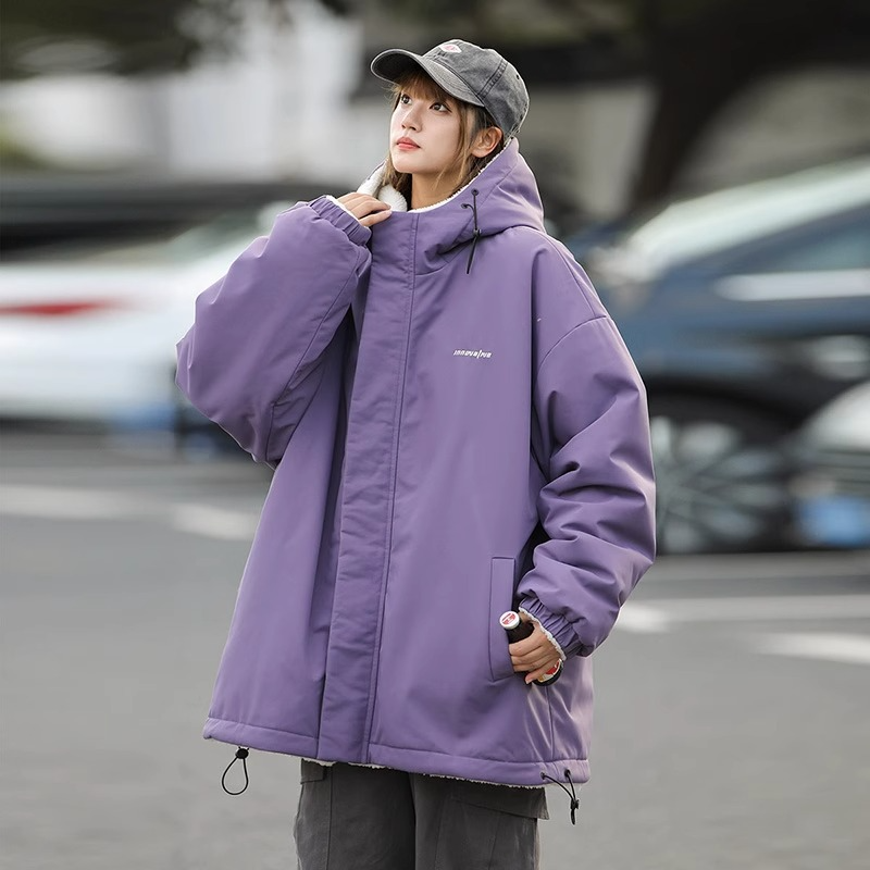 Women’s Hooded Jacket – Oversized Relaxed Fit – Reversible Plush Lined – Wind Resistant