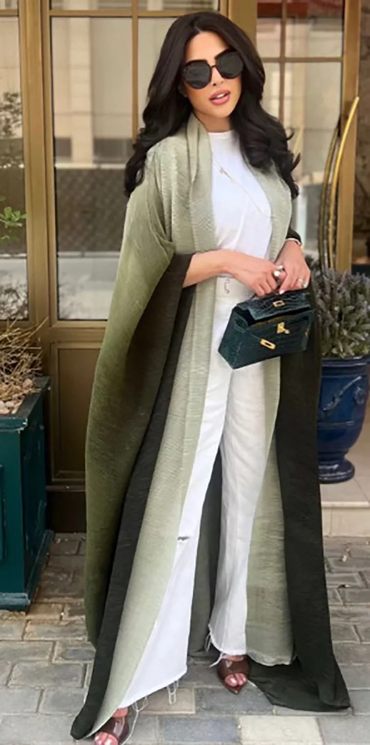 Women’s Trench Coat – Oversized Fit – Pleated Texture – Shawl Collar – Bat Sleeve