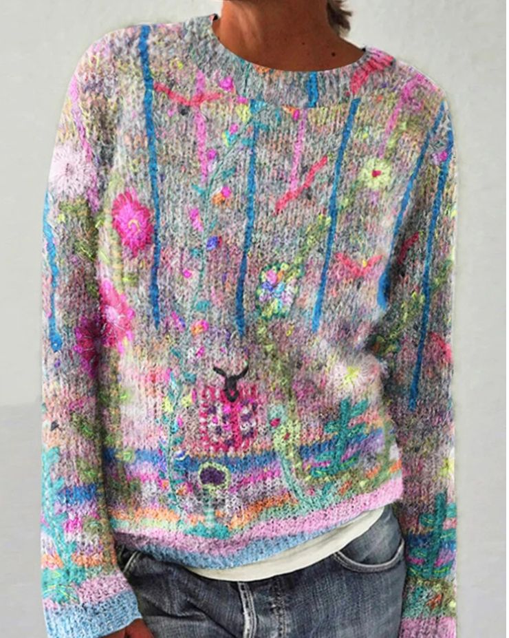 Women's printed pullover sweater