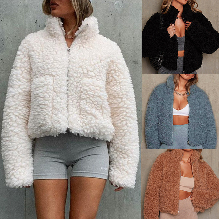 Women's warm plush short coat