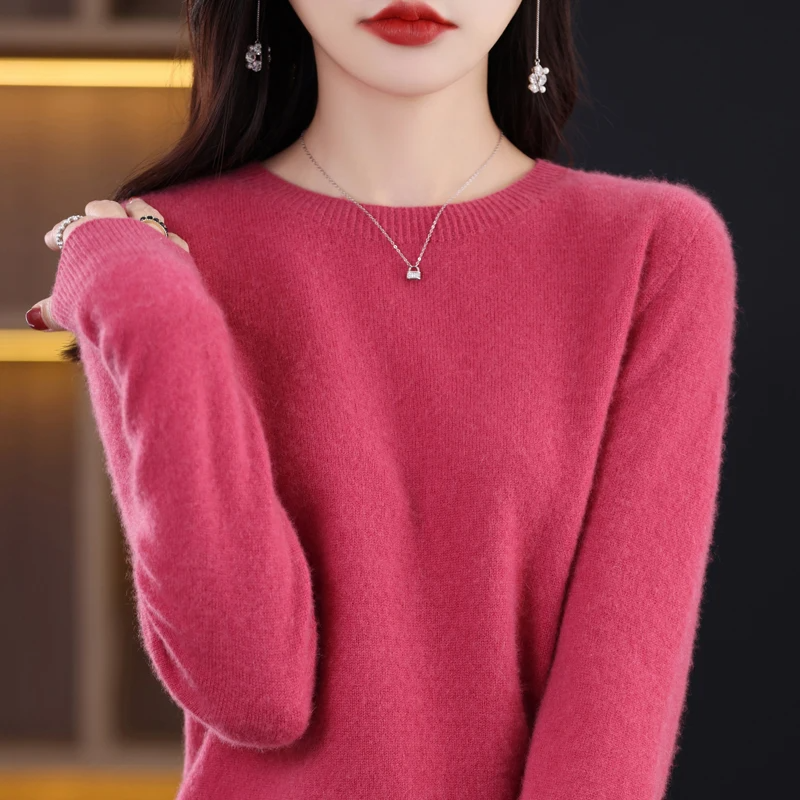 Women’s Pullover Sweater – Soft Wool – Regular Fit – Long Sleeve – Round Neck – Ribbed Hem