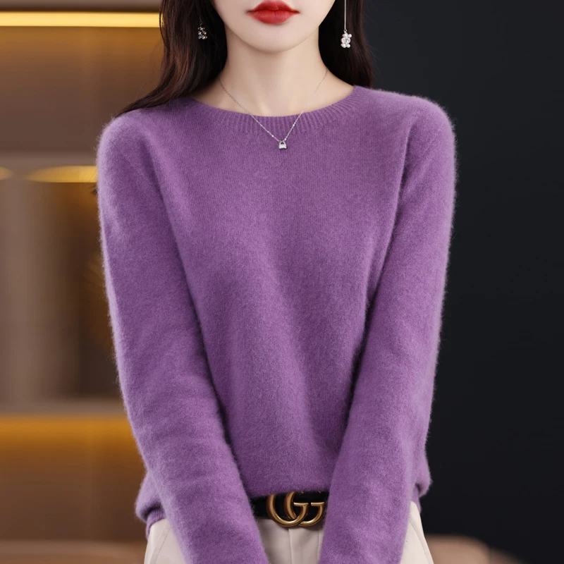 Women’s Pullover Sweater – Soft Wool – Regular Fit – Long Sleeve – Round Neck – Ribbed Hem
