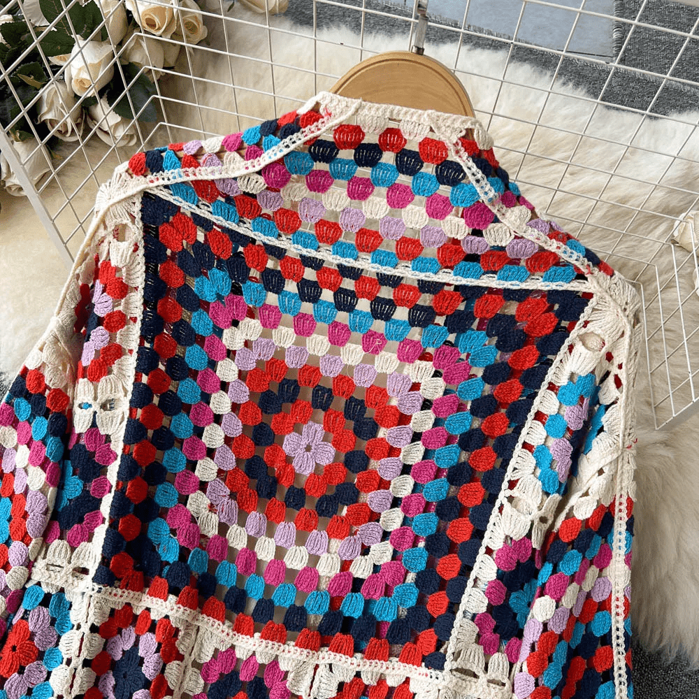 Women's bohemian long sleeve shawl cardigan