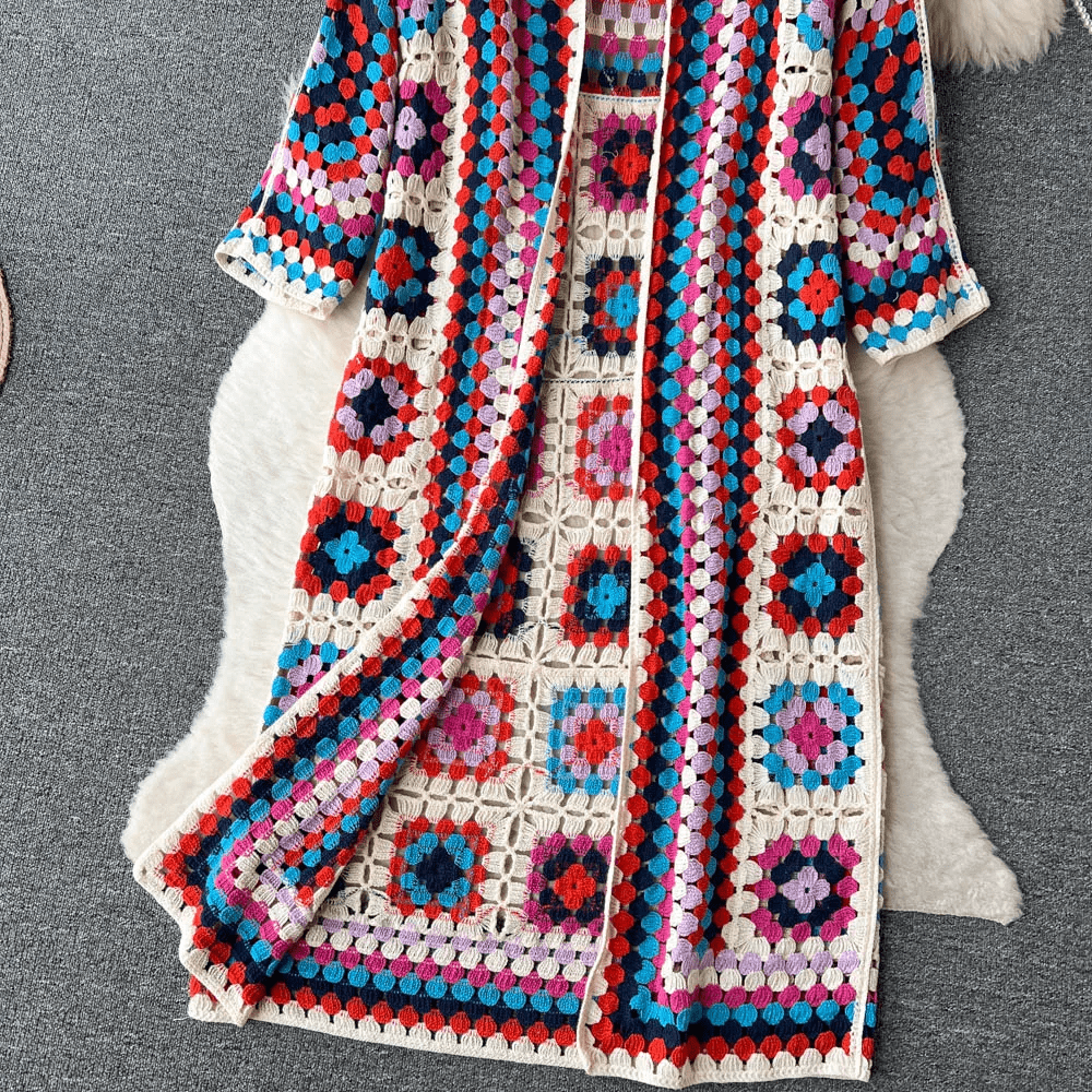 Women's bohemian long sleeve shawl cardigan