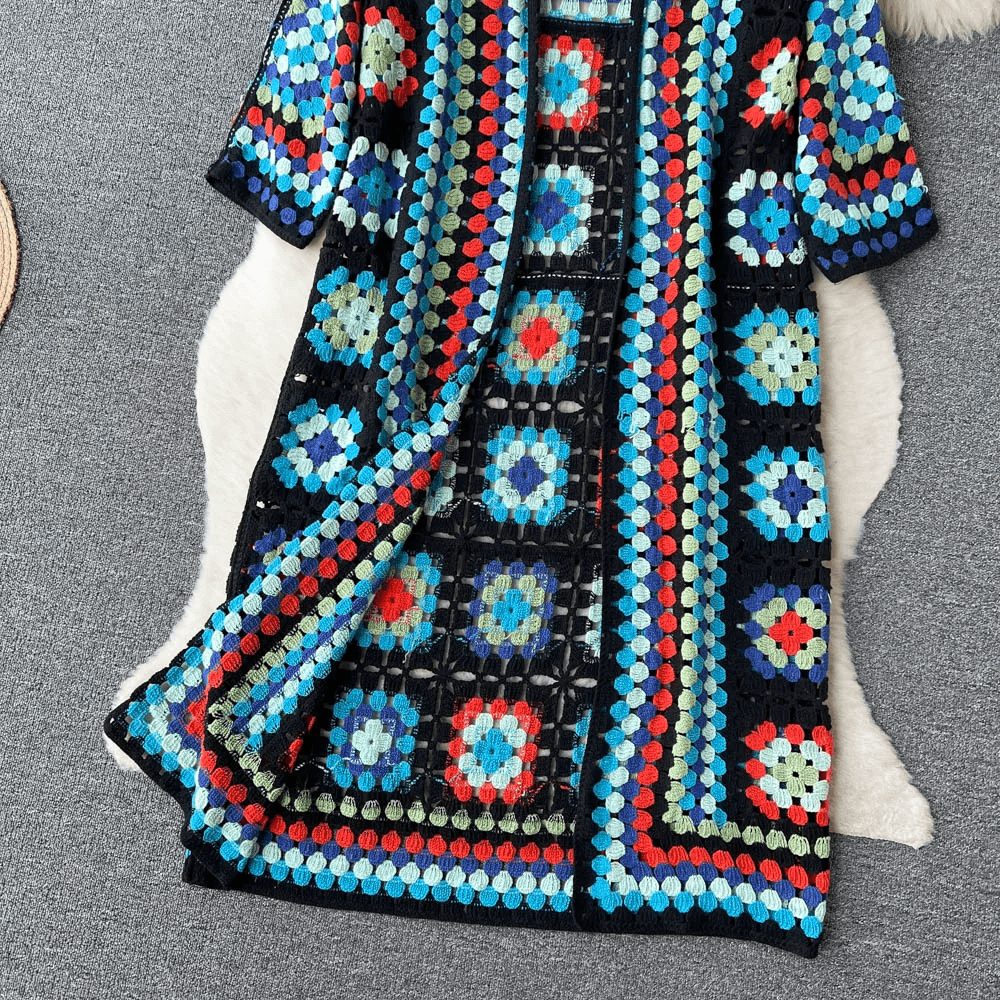 Women's bohemian long sleeve shawl cardigan