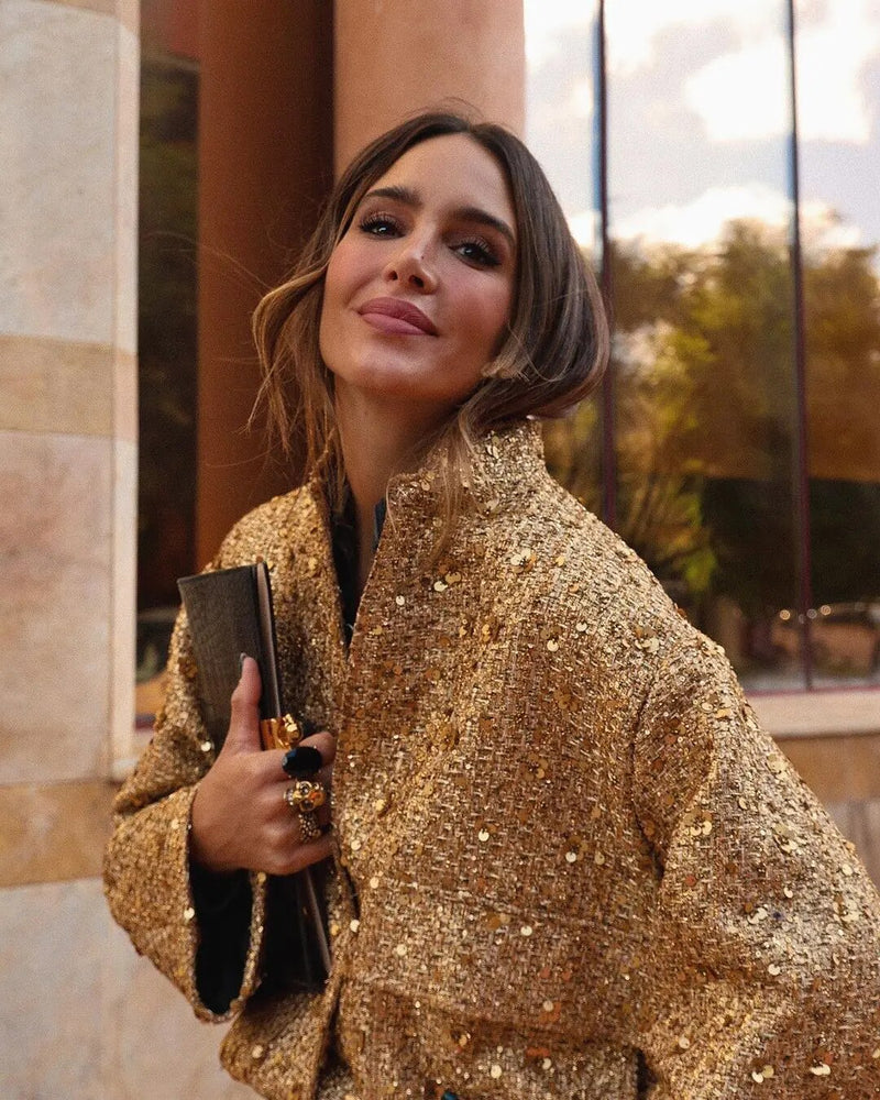 Women's sequined quilted coat