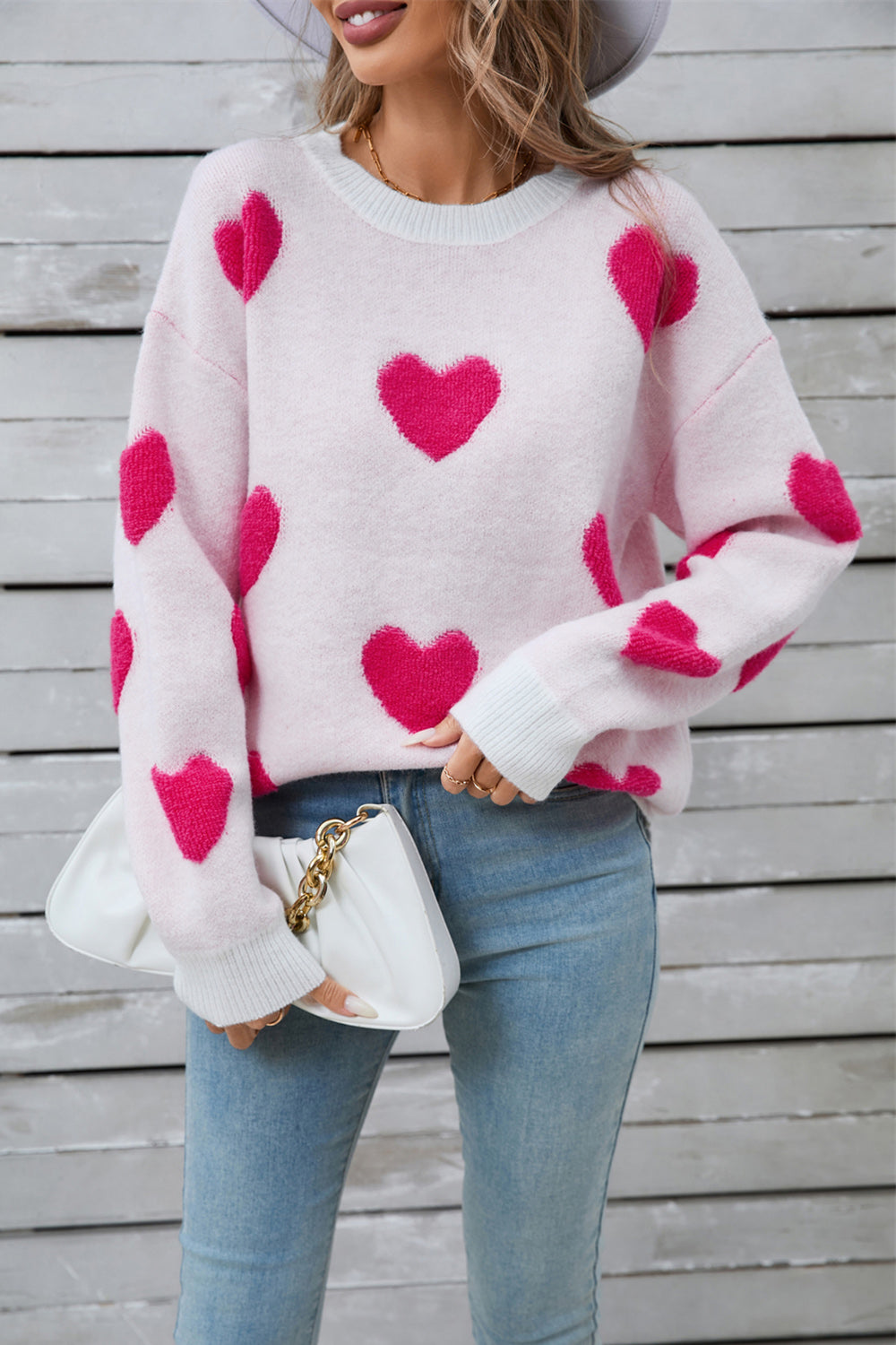 Women's angel wings heart long sleeve sweater