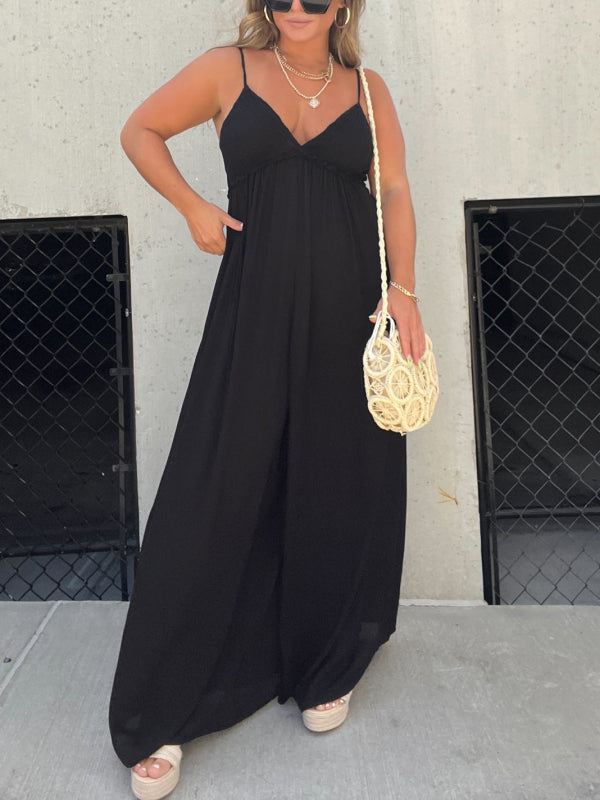 Women's v-neck trousers with wide legs