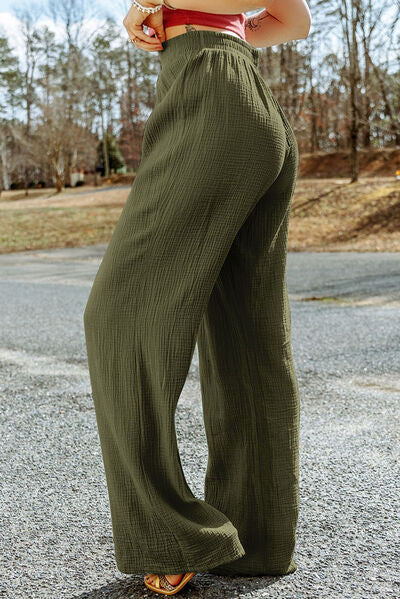 Tahira - texture tied wide leg pants