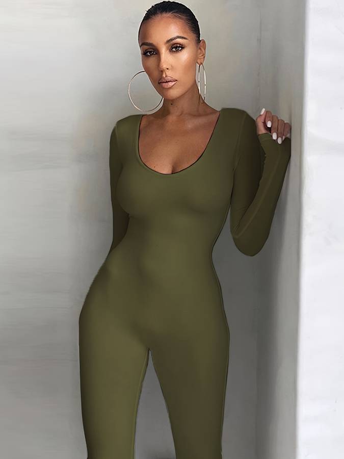 Women's long sleeve casual jumpsuit for everyday wear