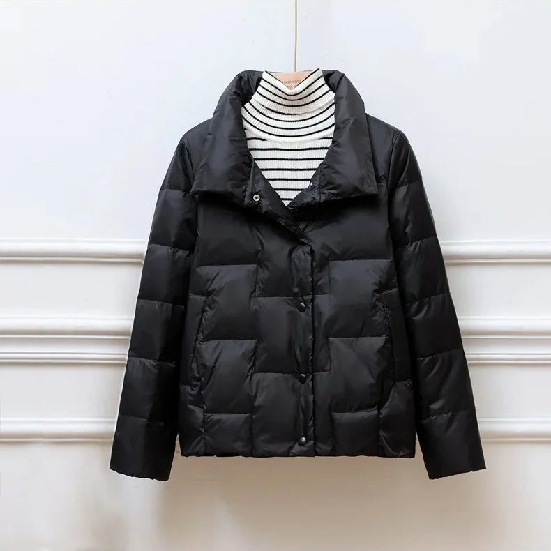 Women's padded winter jacket with lapel