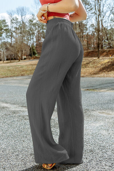 Tahira - texture tied wide leg pants