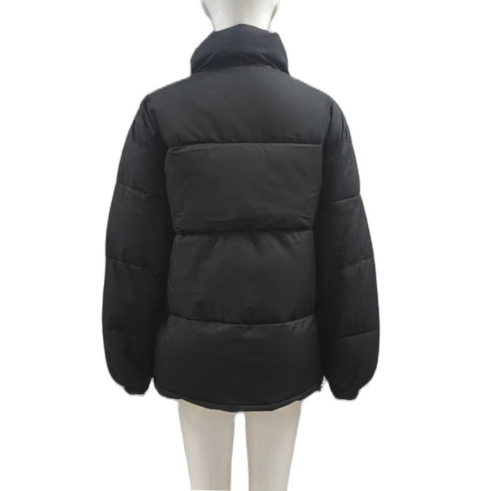 Women's windproof cotton puffer jacket with turtle neck collar