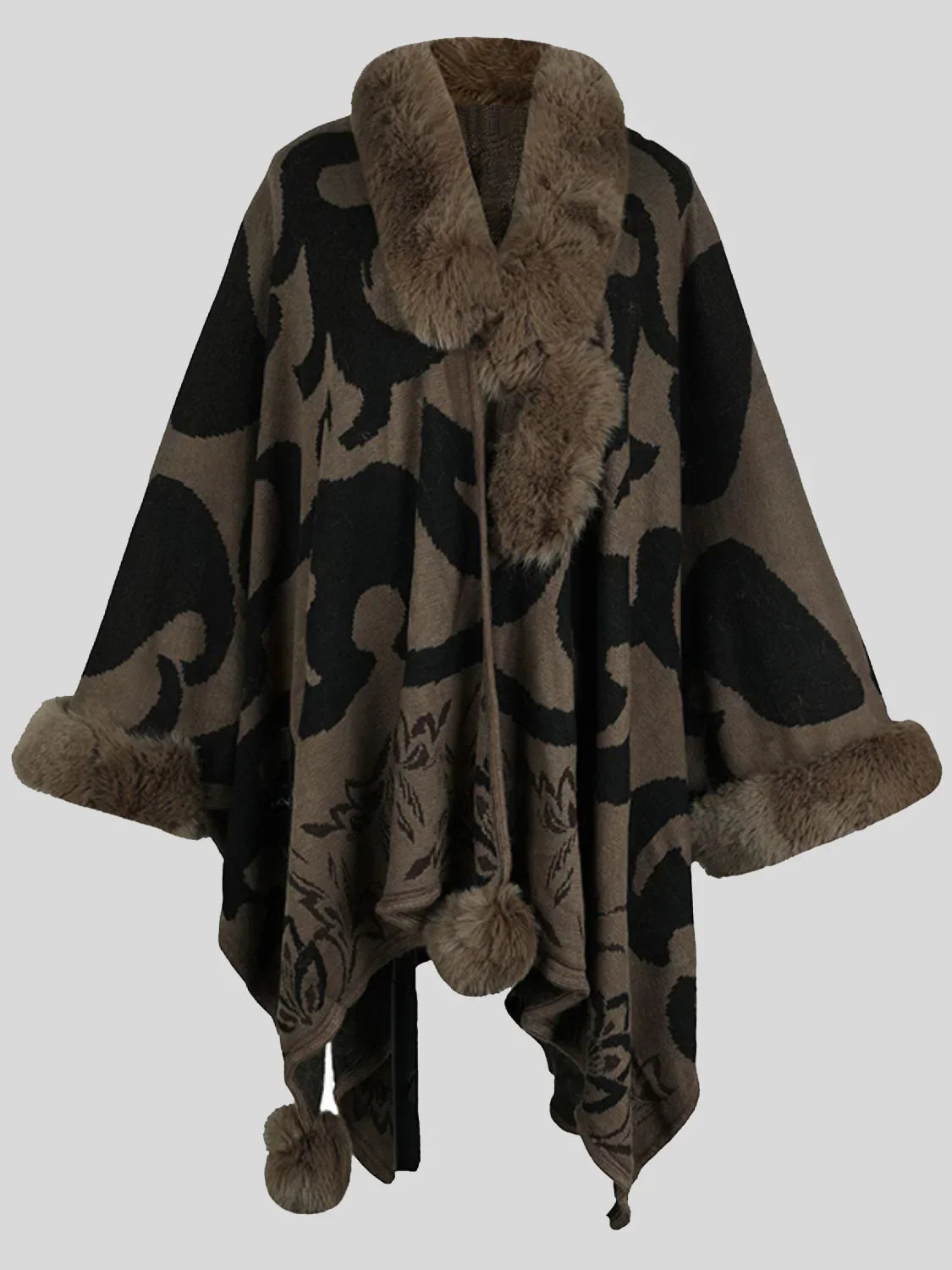 Women's stylish poncho for winter with print