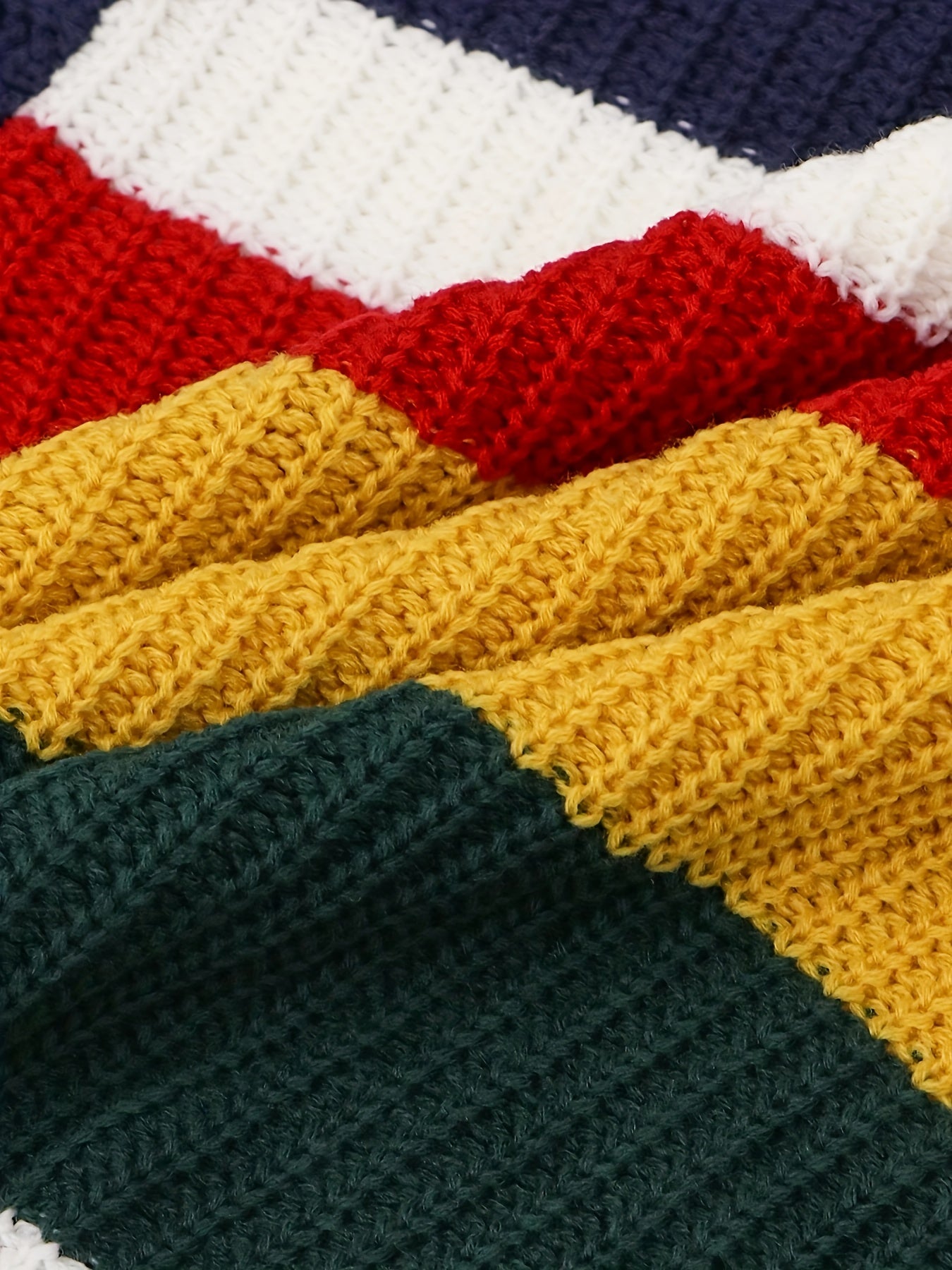 Women's rainbow stitching loose pullover sweater