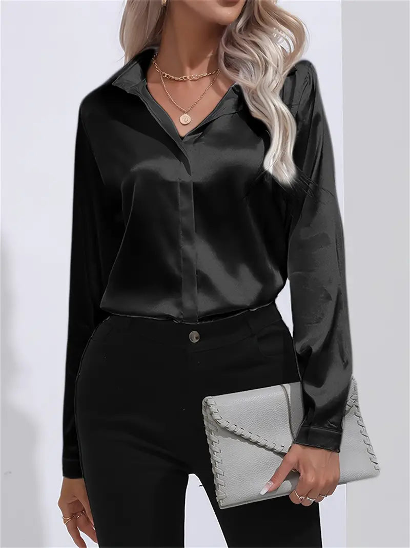 Women's button-down glossy shirt