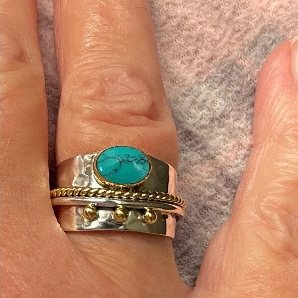 Wide Band Turquoise Ring