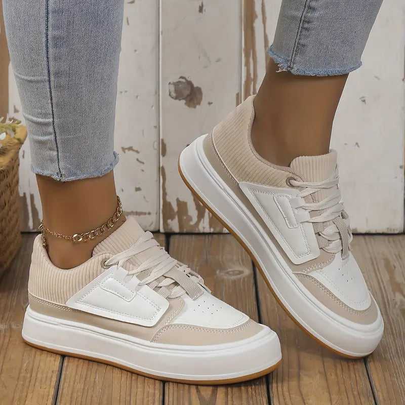 Women's Sneakers - Cushioned Knit Upper - Rubber Sole - Lace-Up Casual Shoes