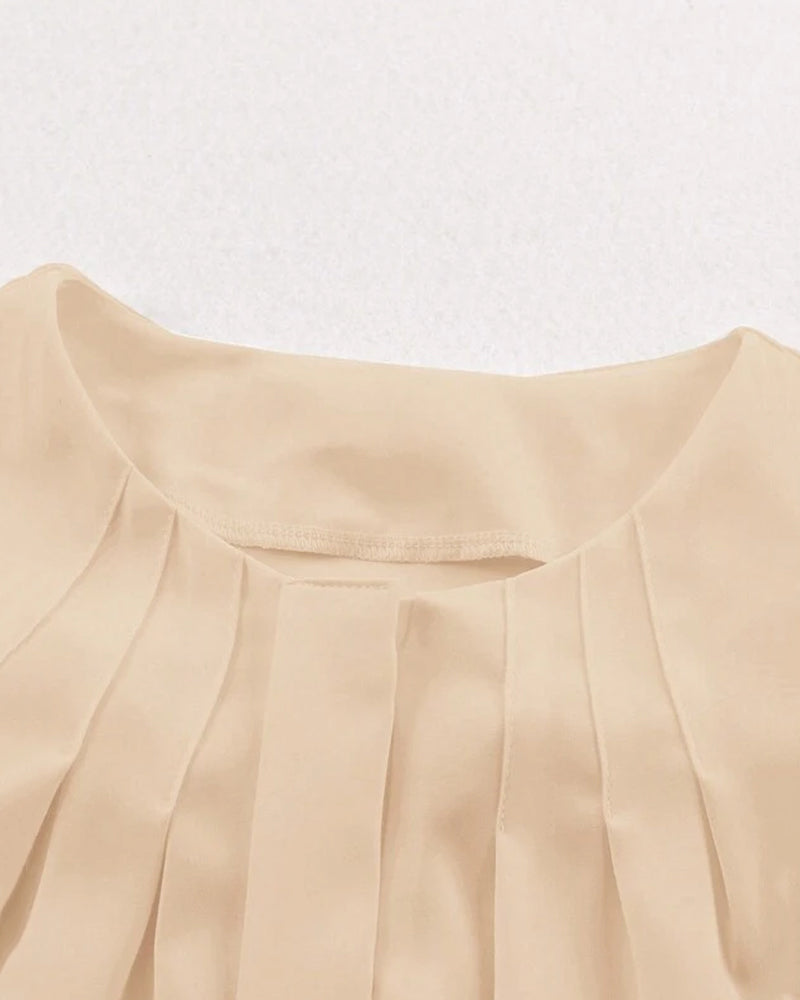 Pleated Long Sleeve Casual Shirt Top