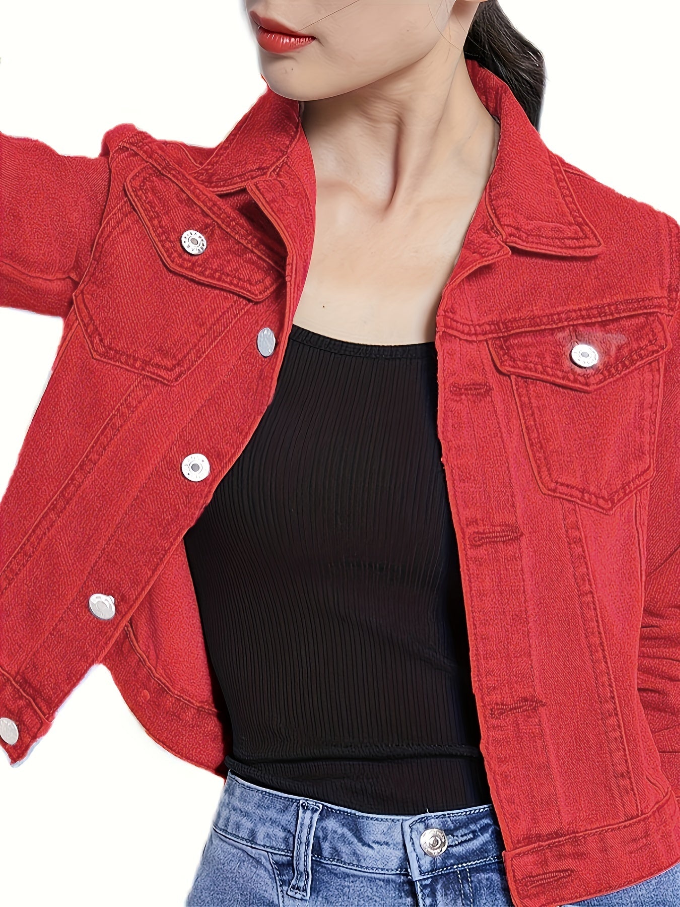 Stylish denim jacket for women with button closure