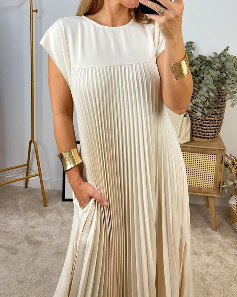 Sleeveless Pleated Dress for Women