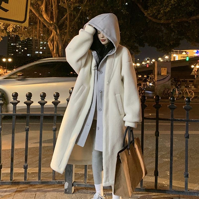 Women's cold weather jacket with sherpa hood