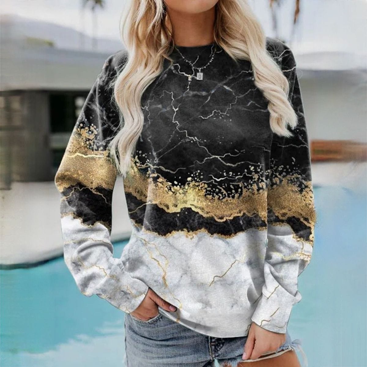 Women's stylish printed sweater