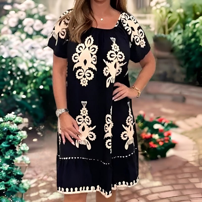 Elegant Pattern Loose Fit Knee-Length Dress